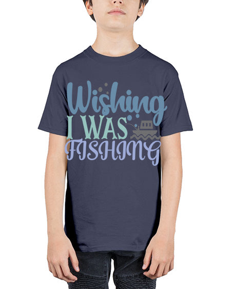 wishing i was fishing 90# - shark-fish - Youth Tee Unisex