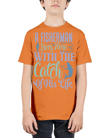 A Fisherman Lives Here With The Catch Of His Life 125# - shark-fish - Youth Tee Unisex