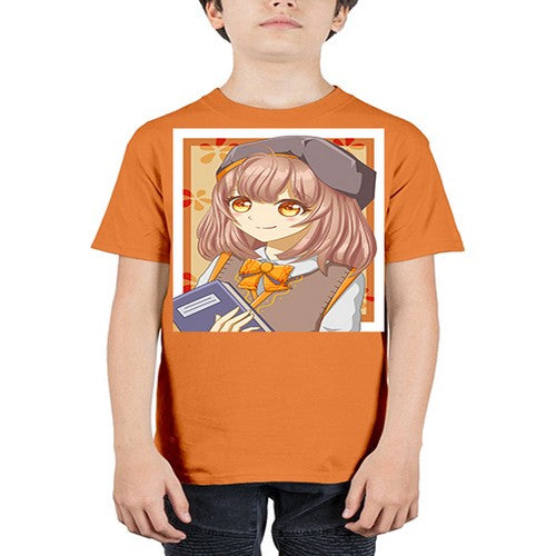 A beautiful girl wearing uniform with book 93# - anime - Youth Tee Unisex