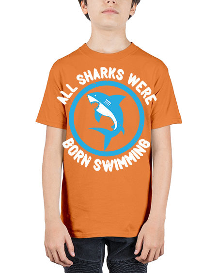 All sharks were born swimming Style 100# - shark-fish - Youth Tee Unisex