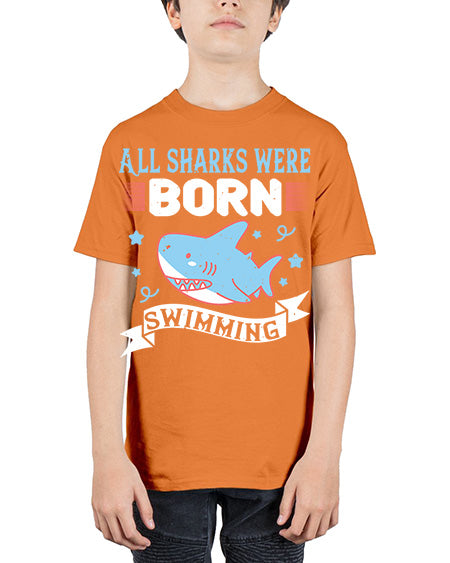 All sharks were born swimming Style 98# - shark-fish - Youth Tee Unisex