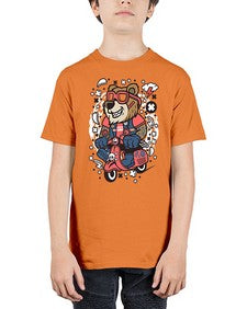 Bear scooterist 16# - cartoon animals - Youth Tee Unisex
