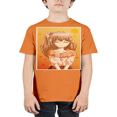 Beautiful and cute girl brown hair at sunset 164# - anime - Youth Tee Unisex