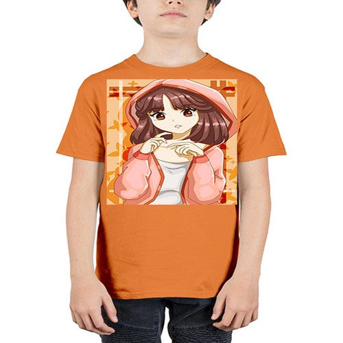 Beautiful and cute girl brown hair with jacket 81# - anime - Youth Tee Unisex