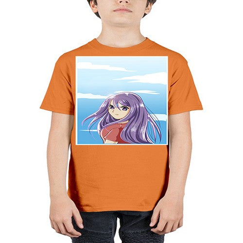 Beautiful and cute girl purple long hair in the summer with 109# - anime - Youth Tee Unisex
