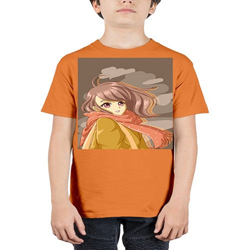 Beautiful and cute girl with scarf 91# - anime - Youth Tee Unisex
