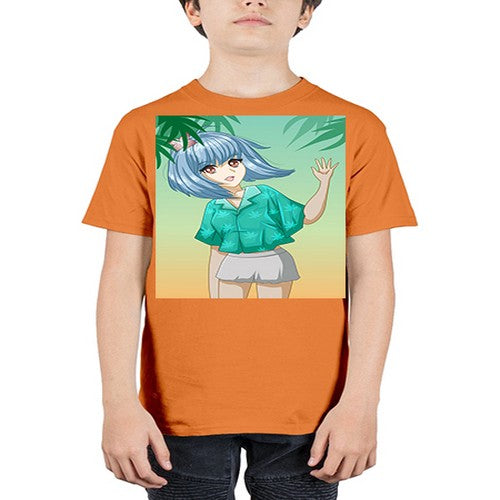 Beautiful and happy girl on the beach in summer 48# - anime - Youth Tee Unisex