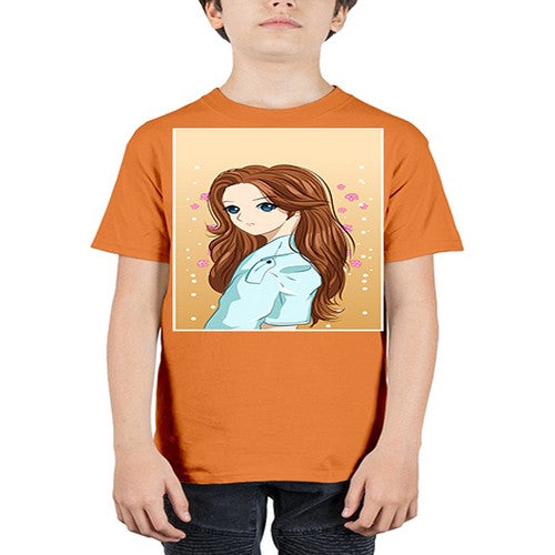 Beautiful and pretty girl brown long hair 123# - anime - Youth Tee Unisex