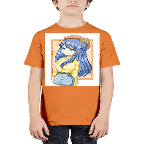 Beautiful and soft girl blue hair in summer 153# - anime - Youth Tee Unisex