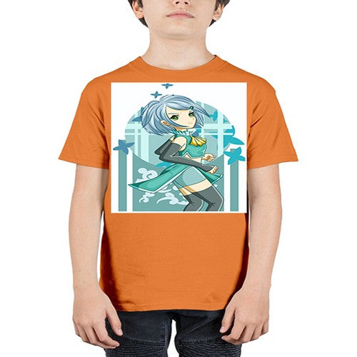 Beautiful girl blue hair with green clothes 161# - anime - Youth Tee Unisex