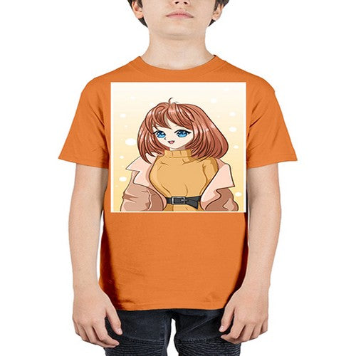 Beautiful girl short hair wearing winter clothes 168# - anime - Youth Tee Unisex