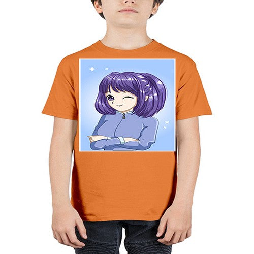 Beautiful girl short purple hair 6# - anime - Youth Tee Unisex