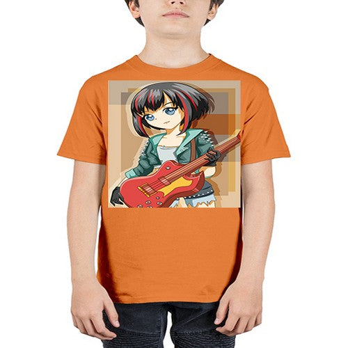 Beautiful rock girl with bass guitar perform 173# - anime - Youth Tee Unisex