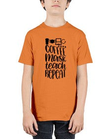 Coffee Mask Teach Repeat Style 660# - teacher - Youth Tee Unisex