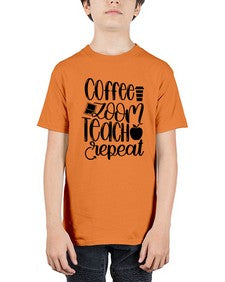Coffee Zoom Teach Repeat Style 674# - teacher - Youth Tee Unisex
