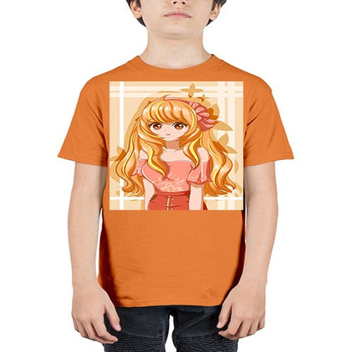 Cute and beautiful girl blonde hair with ribbon 110# - anime - Youth Tee Unisex