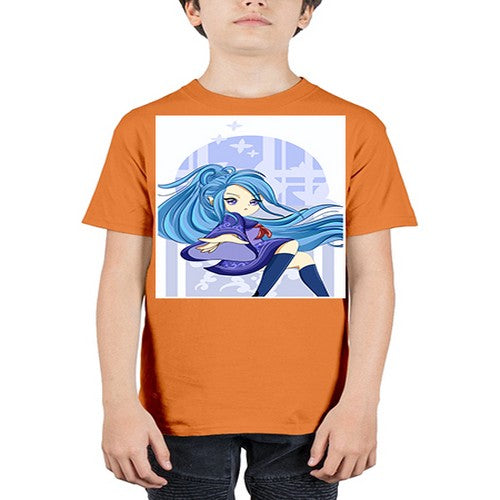 Cute and beautiful girl blue long hair cartoon 155# - anime - Youth Tee Unisex