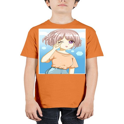 Cute and beautiful girl cream hair yellow shirt 29# - anime - Youth Tee Unisex
