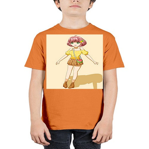Cute and beautiful girl in summer with yellow dress 54# - anime - Youth Tee Unisex