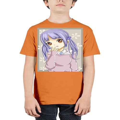 Cute and beautiful girl purple hair 25# - anime - Youth Tee Unisex