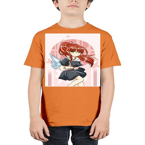 Cute and beautiful girl red long hair with sword cartoon 157# - anime - Youth Tee Unisex