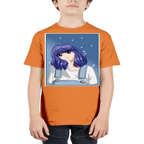 Cute and beautiful girl short purple hair 144# - anime - Youth Tee Unisex