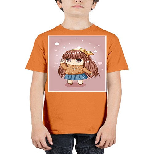 Cute and beautiful little girl long brown hair 149# - anime - Youth Tee Unisex