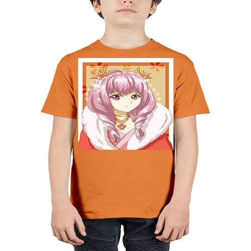Cute and beautiful queen pink hair with red dress 124# - anime - Youth Tee Unisex
