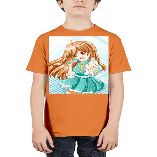 Cute and beautiful singer girl with green dress 163# - anime - Youth Tee Unisex