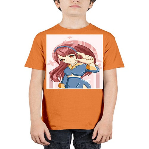 Cute and cool girl red long hair 166# - anime - Youth Tee Unisex
