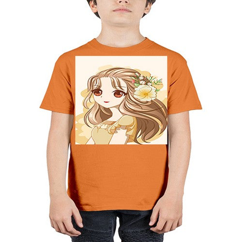 Cute and happy girl with flowers crown 57# - anime - Youth Tee Unisex
