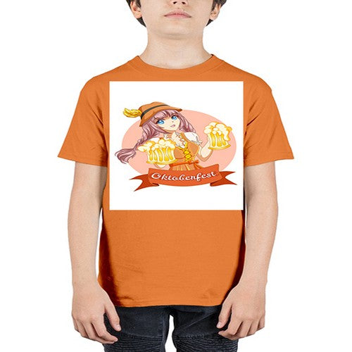 Cute and happy woman celebrating oktoberfest with beer 177# - anime - Youth Tee Unisex