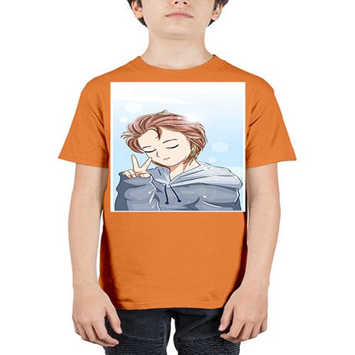 Cute boy brown hair with blue jacket 126# - anime - Youth Tee Unisex