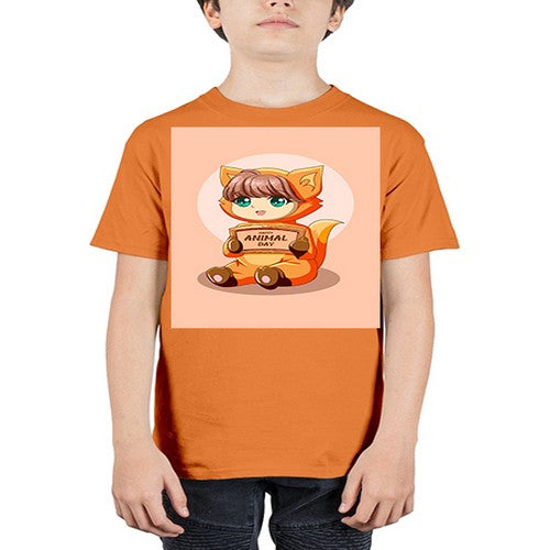 Cute girl with animal costume in animal day text 137# - anime - Youth Tee Unisex