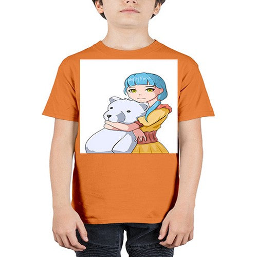 Cute girl with bear doll 26# - anime - Youth Tee Unisex