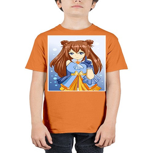 Cute little beautiful girl blue gold clothes cartoon 171# - anime - Youth Tee Unisex