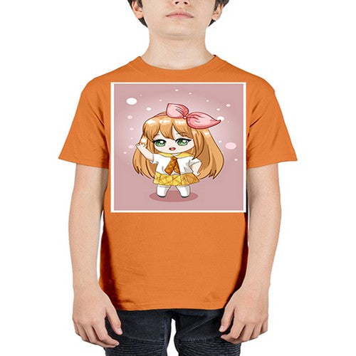 Cute little girl yellow hair wearing uniform 130# - anime - Youth Tee Unisex