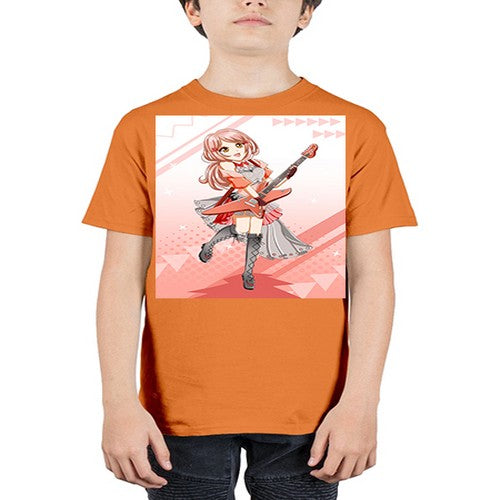 Cute rock star girl with guitar game 17# - anime - Youth Tee Unisex