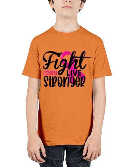 Fight Harder Live Stronger 27# - breast cancer - Youth Tee Unisex