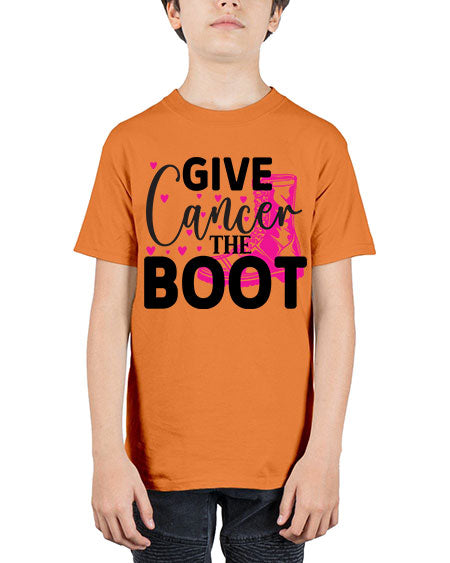 Give Cancer the Boot 24# - breast cancer - Youth Tee Unisex