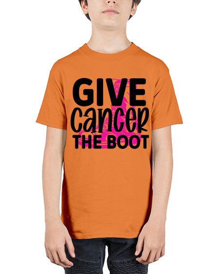 Give Cancer the Boot 25# - breast cancer - Youth Tee Unisex
