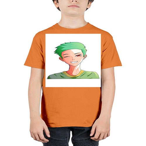 Handsome boy green hair wearing green shirt 35# - anime - Youth Tee Unisex