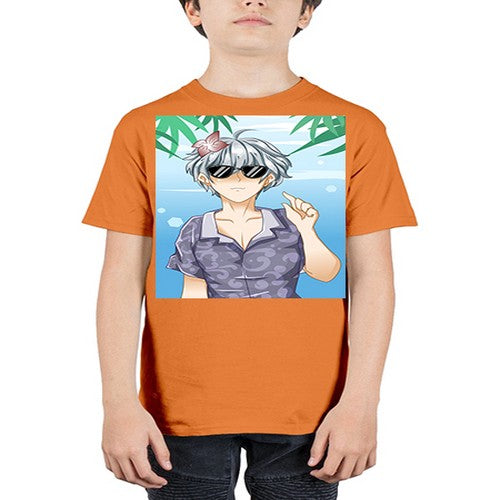 Handsome boy with sunglasses on the beach in summer holiday 44# - anime - Youth Tee Unisex