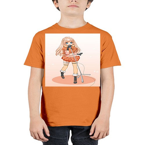 Happy and beautiful singer woman with microphone 160# - anime - Youth Tee Unisex