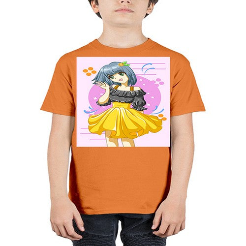 Happy and funny girl with black yellow dress in summer 41# - anime - Youth Tee Unisex