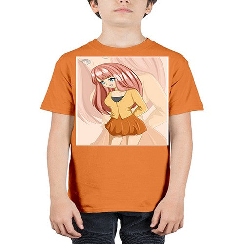Happy beautiful and cute girl pink long hair 5# - anime - Youth Tee Unisex