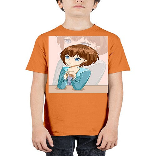 Happy beautiful and elegant girl brown hair 36# - anime - Youth Tee Unisex