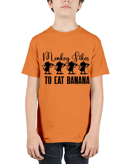 Monkey likes to eat banana  - monkey - Youth Tee Unisex