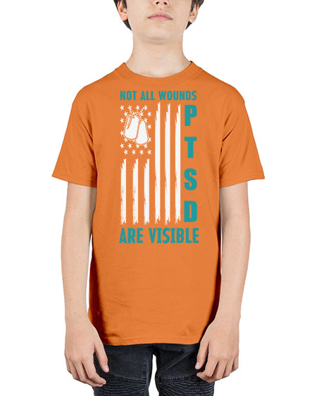 PTSD Awareness Not All Wounds 8# - PTSD - Youth Tee Unisex