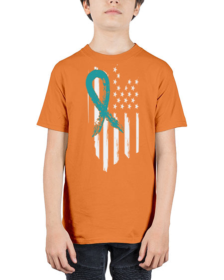 PTSD Teal Ribbon Distressed US 7# - PTSD - Youth Tee Unisex